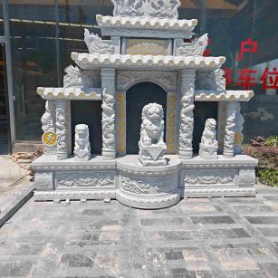 重庆芝麻白中国黑石材套墓 花岗岩墓碑