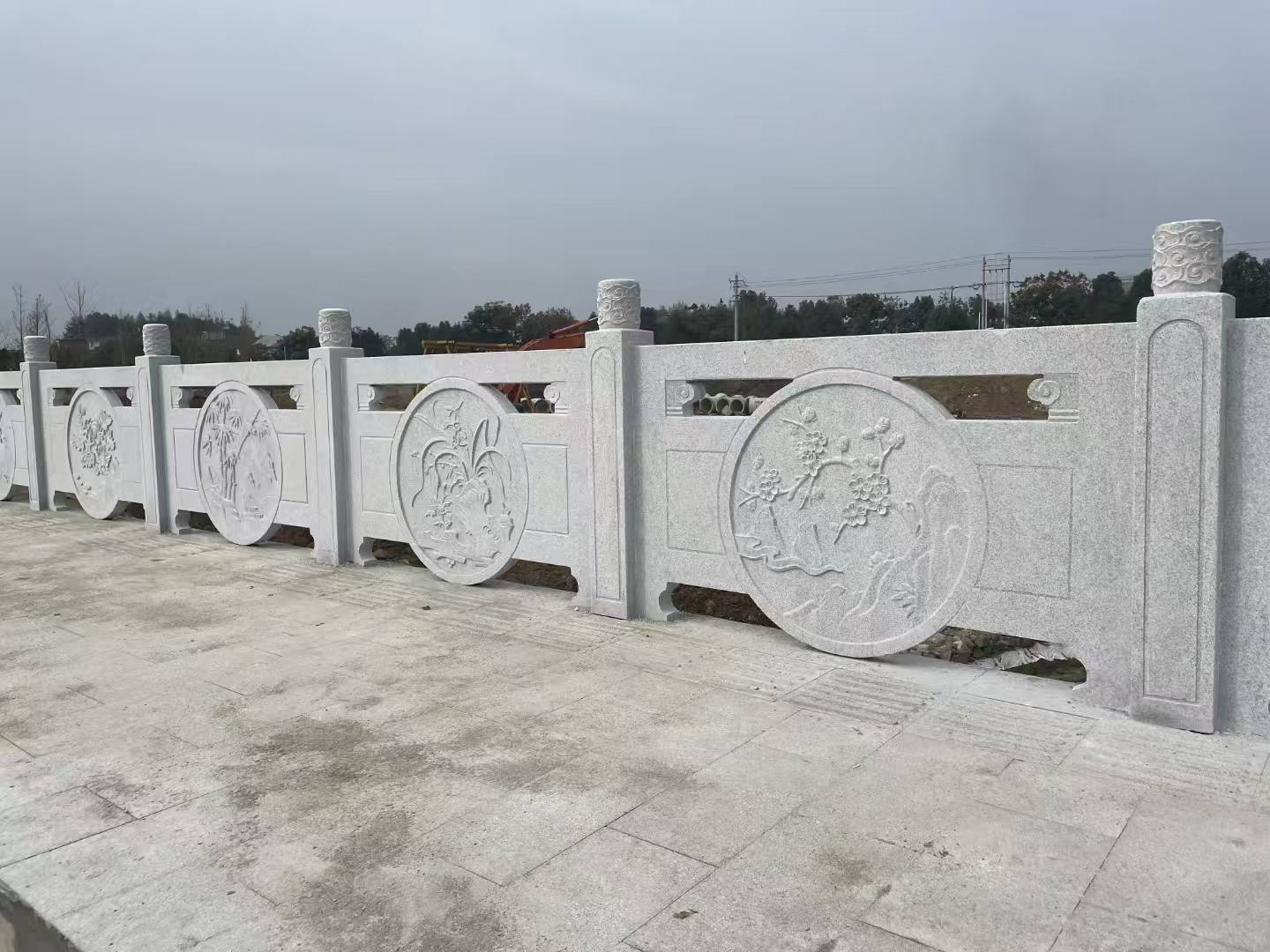 重庆芝麻白河道栏杆 石材栏杆